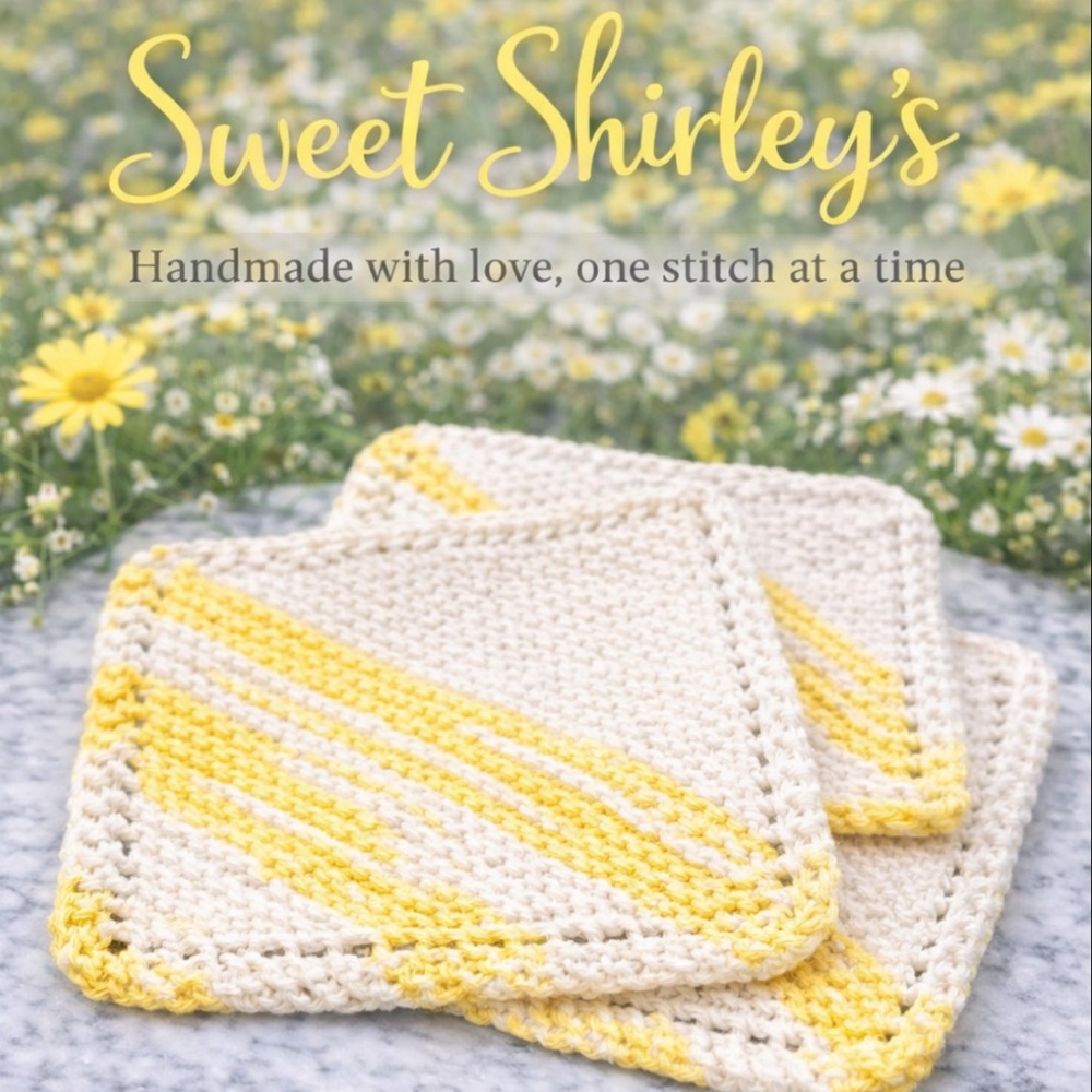Bundle of 3 “Porcelain Yellow Stripe” Dish Cloths